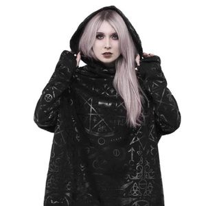 KILLSTAR Occultum Longline Hoodie Oversized Sweatshirt Occult Print Super Warm